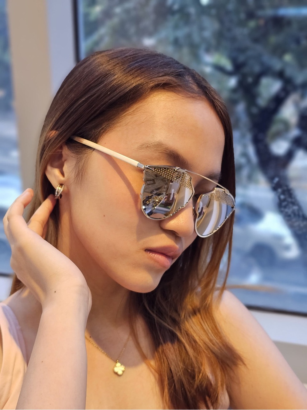 Christian Dior So RealS Studded 85LDC Palladium White Sunglasses Mirror NWT - Picture 5 of 17
